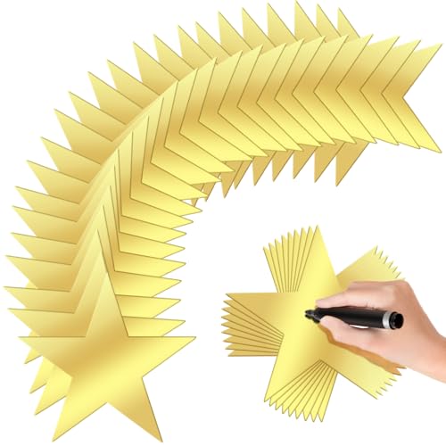 60 Pcs 6-Inch Double Printed Gold Star Cutouts for Decorations