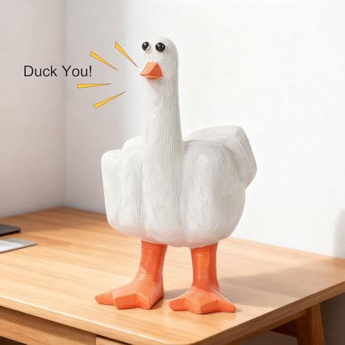 Funny Middle Finger Duck Statue Resin Desk Decor Halloween Gag Gift