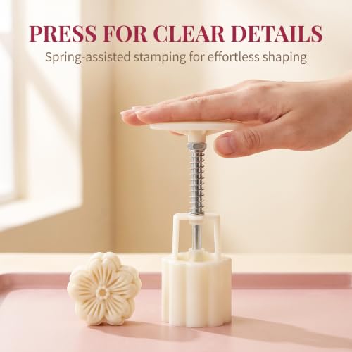 Cherry Blossom Mooncake Mold - 6 Petal Hand Press Baking Tool, 30g