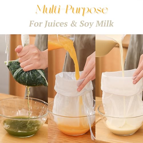 Reusable Nut Milk Bag - 200 Mesh Nylon Filter for Juice & Brewing (2pcs)