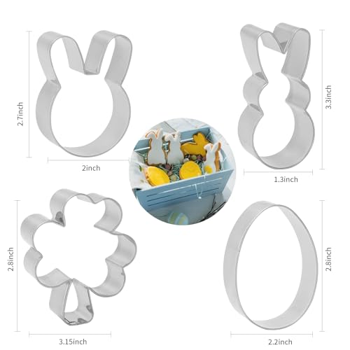 Easter Cookie Cutters Set - Shamrock, Egg, Bunny Shapes for Kids