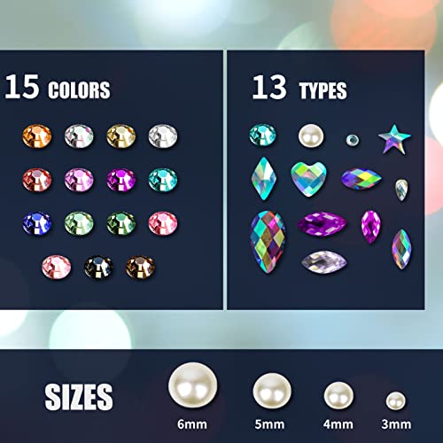 Creatrill Face Jewels Stick On Gems, Rhinestones and Pearls 12 Sheets