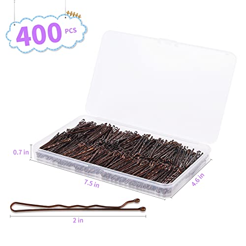 Cyluer 400Pcs Brown Bobby Pins 2 Inch with Storage Case Secure Hold
