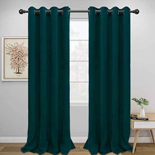 Easy-Going Thermal Blackout Curtains - 52x96 In, Deep Teal, 2 Panels