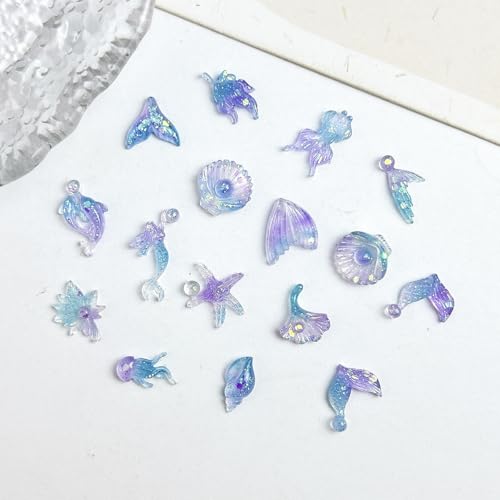100Pcs Ocean Theme Nail Gems and Charms Glow in the Dark Shells