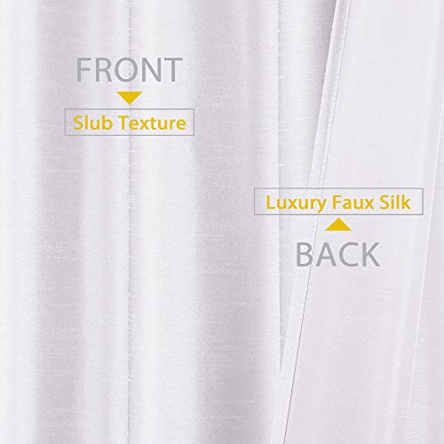 Chyhomenyc Uptown White Kitchen Curtains 30x30 Inch Pack of 2 Faux Silk Light Filtering Short Drapes for Small Windows