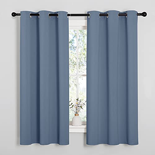 NICETOWN Stone Blue Blackout Curtains 42"W x 63"L, 2-Panel Set