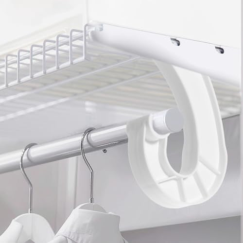 Josojoou 2-Pack J-Shaped Closet Rod Support Brackets - White PP Plastic