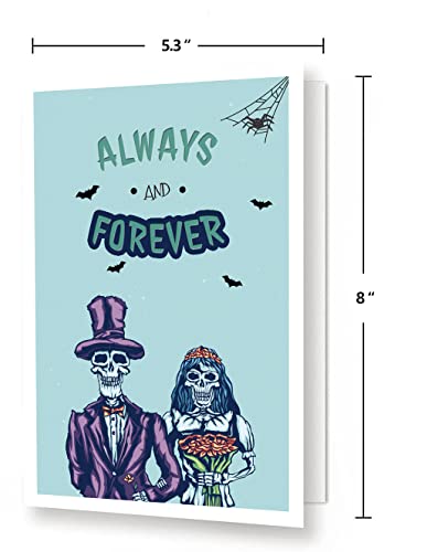 Spercy Funny Skeleton Halloween Card for Him & Her - Romantic Anniversary Card