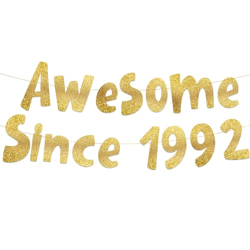 Gold Glitter Banner - Funny 34th Birthday & Anniversary Decoration
