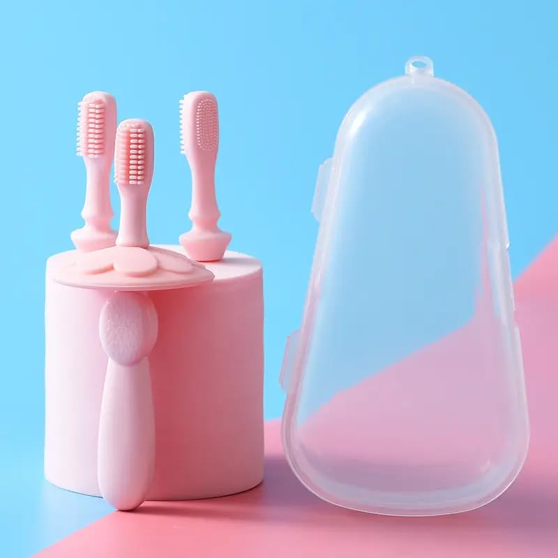 GIAVGIAV Baby Silicone Toothbrush Set with Soft Bristles and Finger Brush