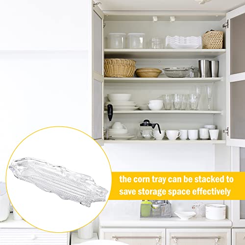 Food-Grade Clear Plastic Corn Trays - 4 Pack, 10.82 x 3.54 Inches