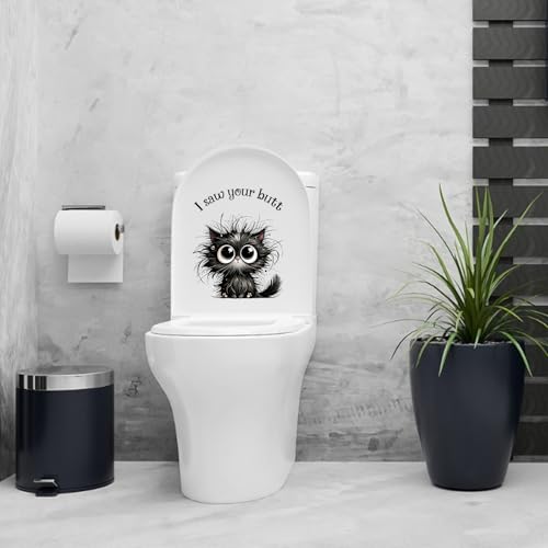 Funny Cat Toilet Seat Decal - I Saw Your Butt Prank Sticker