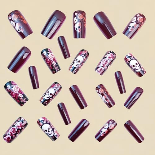 GRITOSE Halloween Press on Nails Long Square False Acrylic Nails