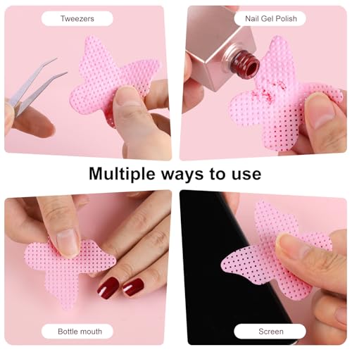 200PCS Lint Free Nail Wipes and Pump Dispenser Bottle, Pink