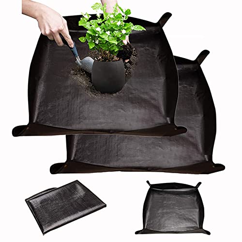 BIUWING 2-Pack 39.4x39.4 Inch Waterproof Foldable Plant Repotting Mat for Indoor Gardening