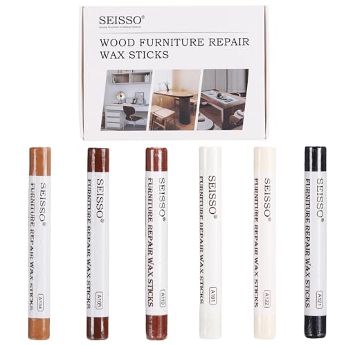 SEISSO 6 Colors Wood Filler Sticks for Furniture & Floor Touch-Ups - Repair Kit