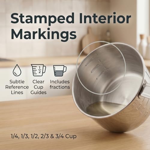 Stainless Steel Measuring Cups Set of 4 - Nesting Design with Marked Handles