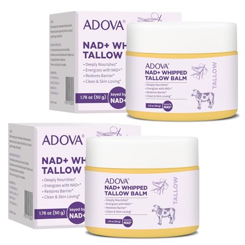 ADOVA Whipped Tallow Balm with Calendula & NAD+ - 2 Pack Face & Body Moisturizer