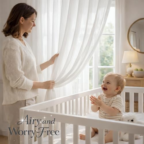 Jilron Sheer Curtains - White 27" x 41" Self-Adhesive Light Filtering
