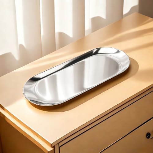 12" x 4.8" Stainless Steel Decorative Tray for Jewelry & Cosmetics