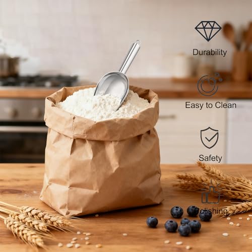 Stainless Steel Ice Scoop 3oz for Freezer & Bar, Durable Food-Grade Kitchen Tool