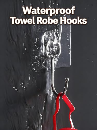 15-Pack Heavy Duty Adhesive Hooks - Transparent Waterproof Wall Hooks