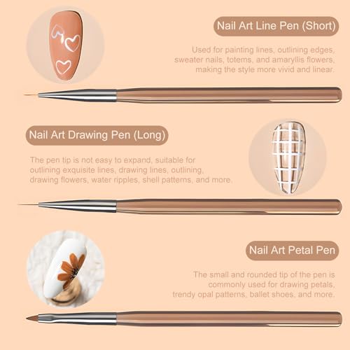 Kootinn 9-Piece Nail Art Brush Set - Professional Manicure Liner Brushes