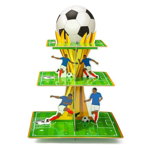 Soccer Cupcake Stand - 3 Tier Football Dessert Holder for Parties