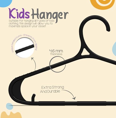 Utopia Home 11-Inch Non-Slip Baby Hangers – Black, 60 Pack