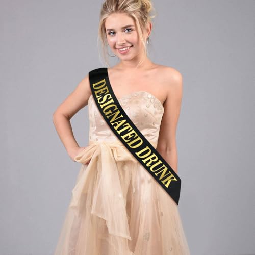 Designated Drunk Sash for Bachelorette Party - Black & Gold