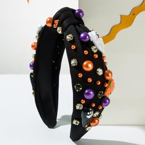 yfstyle Halloween Pumpkin Ghost Rhinestone Knotted Headband