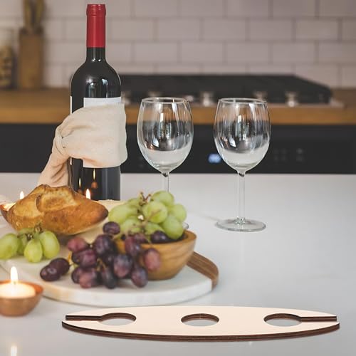 3-Piece Wooden Wine Rack Set for 1 Bottle & 2 Glasses - Rustic Home Bar Organizer