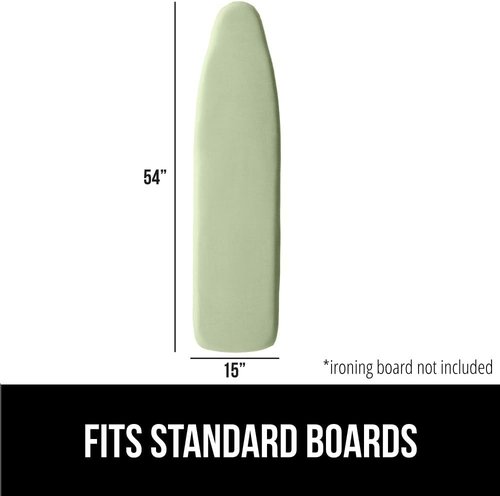 GORILLA GRIP The Original Ironing Board Cover and Pad, Silicone Coating, 400°F Scorch Resistant Thick Padding, Heavy Duty Iron Covers Standard Boards, Hook and Loop Fastener Strap, Sage 15x54