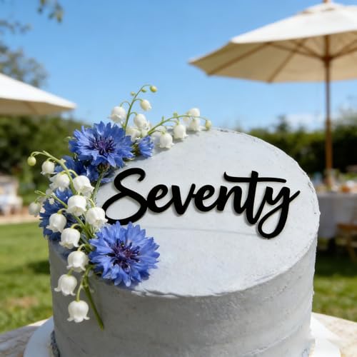 Elegant Black Acrylic 70th Birthday Cake Topper - Seventy Design