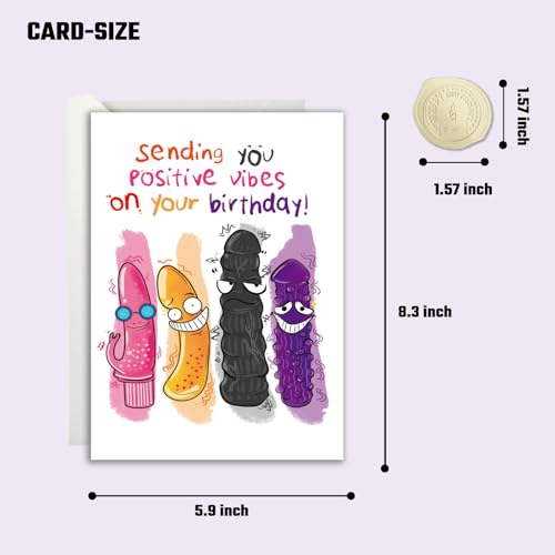 Funny Positive Vibes Birthday Card for Women - Rude Humor for 50th, 60th, 70th