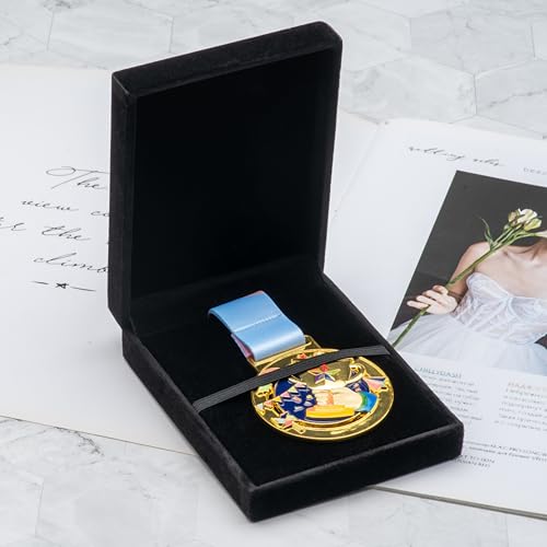 COWFEX Single Medal Display Box - Premium Black Velvet Organizer Case