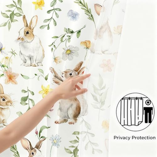 Easter Bunny Shower Curtain, 71x71 inch Waterproof Bathroom Decor