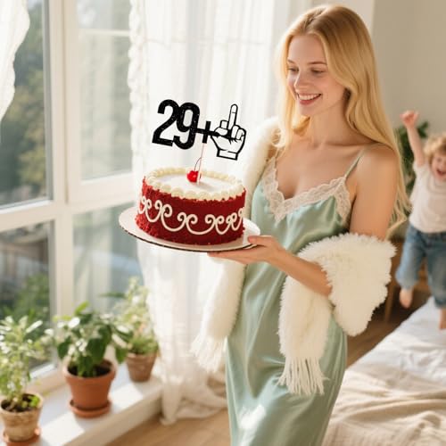 29 + 1 Glitter Black Cake Topper for 30th Birthday & Anniversary
