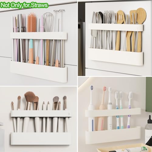 Silicone Straw Holder for Cabinet Door - Adjustable Kitchen Organizer