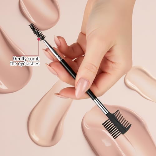 6 Pcs Eyebrow Brush and Eyelash Comb Set, 3-Head Grooming Tool Black