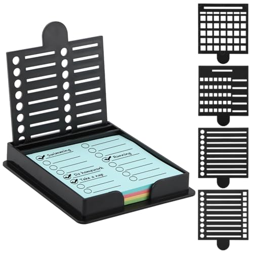 Black Sticky Note Holder with 5 Stencils & 100 Post-It Notes