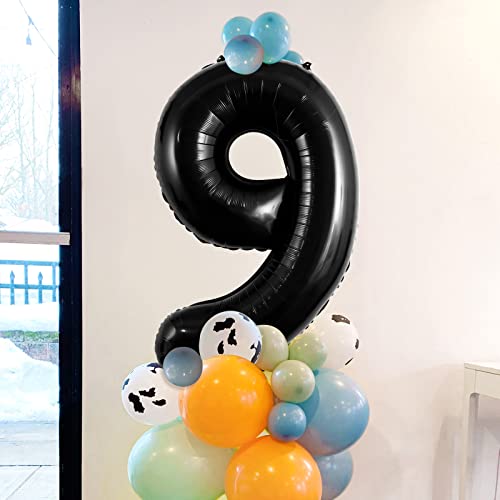 40 Inch Black Number 9 Foil Balloon for Birthday Celebrations
