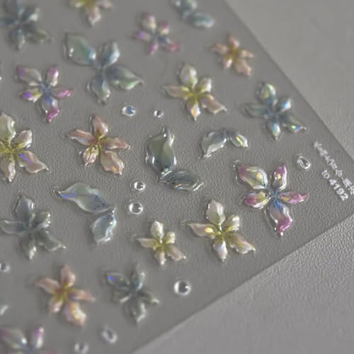 5D Floral Nail Stickers Embossed Self-Adhesive Spring Flower Decals