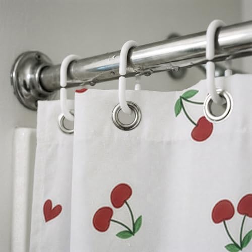 AURISSE Cherry & Strawberry Shower Curtain, Waterproof 72x72 Inch Fabric Set