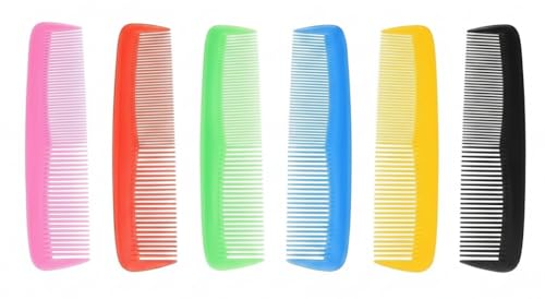 Bexter Unbreakable Hair Combs Set - 5 Inch Dual-Bristle Styling Combs, 6 Pack Assorted Colors