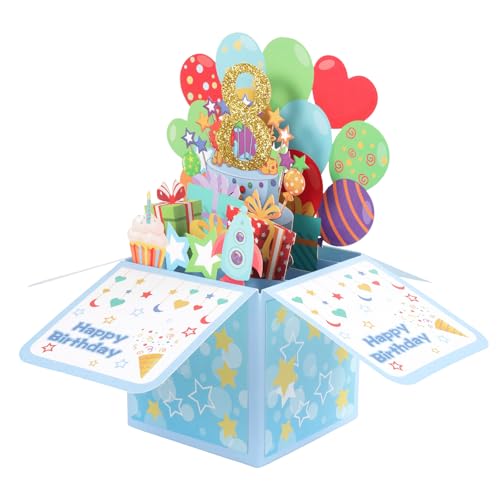 Penitue 3D Pop-Up Birthday Card Box with Balloons and Gift Design