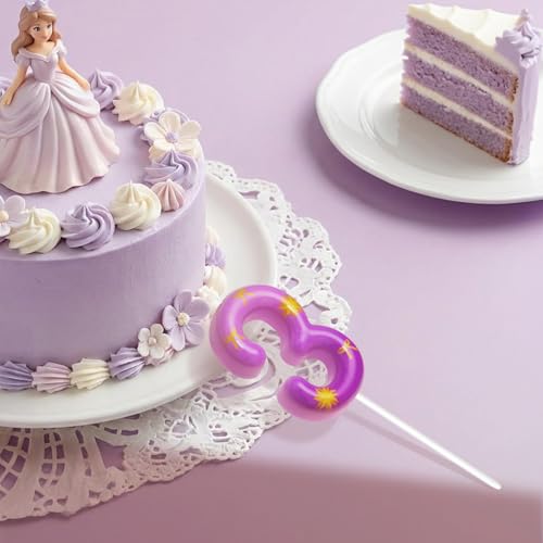 Purple Number 3 Birthday Candle - Fun Sun Cake Decoration