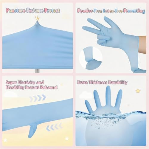 AYUMAT Kids Pink Nitrile Gloves, 100pcs, Latex-Free & Waterproof