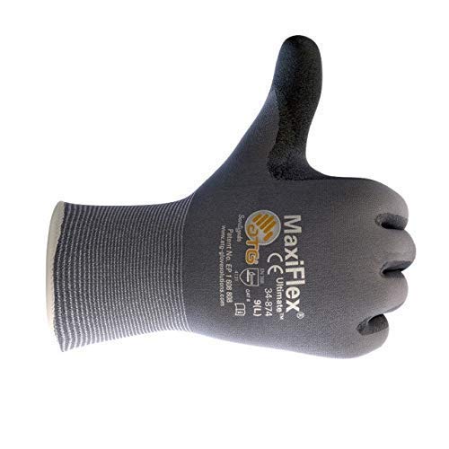 MaxiFlex 34-874 Ultimate Nitrile Grip Work Gloves, Medium, 3 Piece